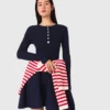 Mini-vestido de malha com saia evasê