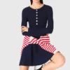 Mini-vestido de malha com saia evasê