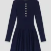 Mini-vestido de malha com saia evasê