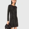Mini-vestido de malha com strass