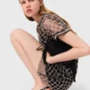 Mini vestido de tule bordado