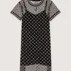 Mini vestido de tule bordado