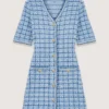 Mini-vestido em malha com efeito tweed