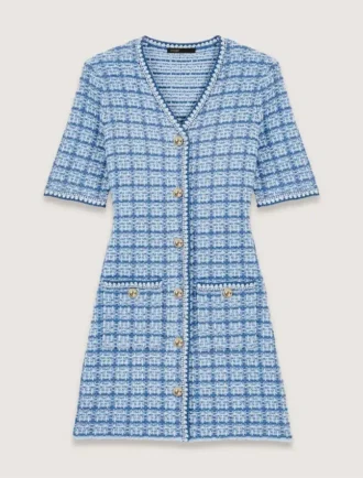 Mini-vestido em malha com efeito tweed