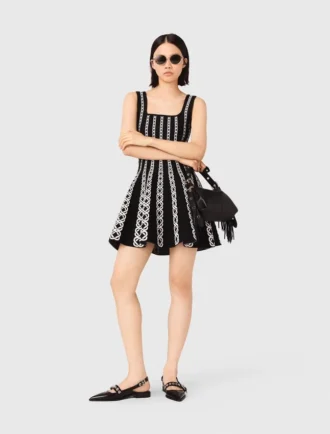 Mini-vestido em malha jacquard