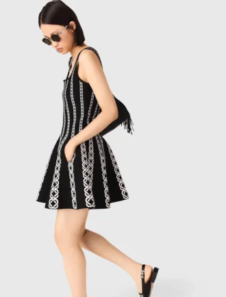 Mini-vestido em malha jacquard