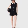 Mini-vestido em tweed com gola removível