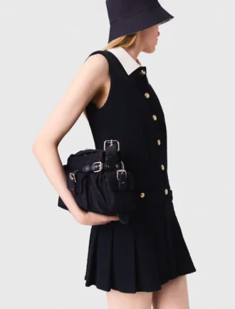 Mini-vestido em tweed com gola removível