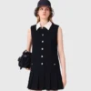 Mini-vestido em tweed com gola removível