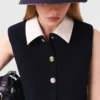 Mini-vestido em tweed com gola removível