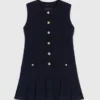 Mini-vestido em tweed com gola removível