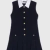 Mini-vestido em tweed com gola removível