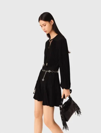 Mini-vestido plissado