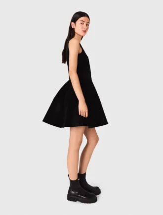 Mini-vestido skater de veludo