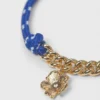 Pulseira com corrente em cordão marinho