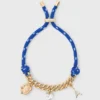 Pulseira com corrente em cordão marinho