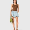 Saia-calça balão em chambray