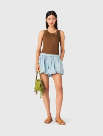 Saia-calça balão em chambray