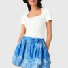 Saia com folhos estampada