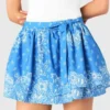 Saia com folhos estampada