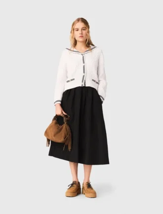saia maxi com cintura contrastante