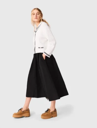 saia maxi com cintura contrastante