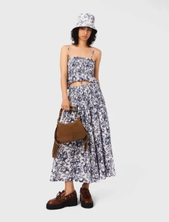 Saia maxi com estampado de frutas
