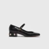 Sapatos Mary Jane com salto e strass