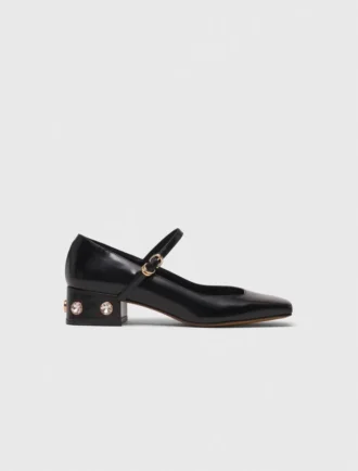 Sapatos Mary Jane com salto e strass