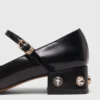 Sapatos Mary Jane com salto e strass