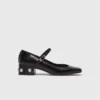 Sapatos Mary Jane com salto e strass