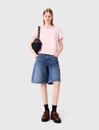 T-shirt de manga curta com gola redonda