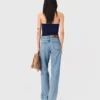 Top bustier em malha contrastante
