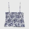 Top com estampado de frutas e smock