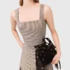 Top de alças xadrez com strass