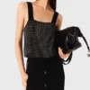 Top de malha com alças e strass