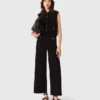 Top em tweed com gola removível