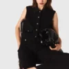 Top em tweed com gola removível