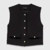 Top em tweed com gola removível
