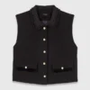 Top em tweed com gola removível