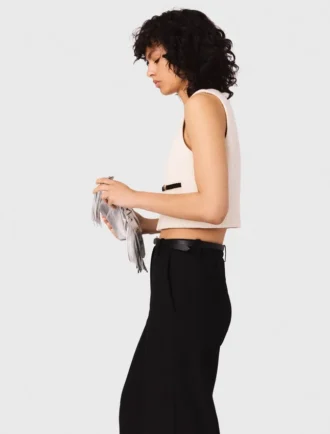 Top sem mangas em tweed lurex