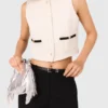 Top sem mangas em tweed lurex