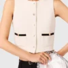 Top sem mangas em tweed lurex