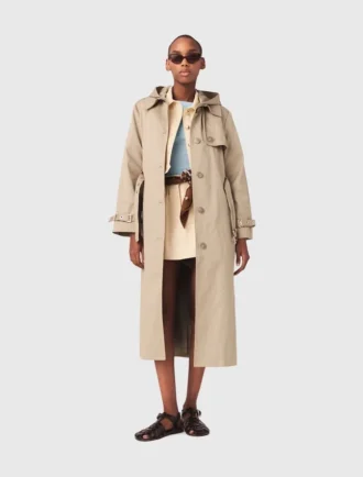 Trench coat com capuz removível