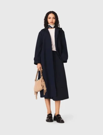 Trench coat com capuz removível com strass