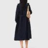 Trench coat com capuz removível com strass