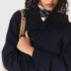Trench coat com capuz removível com strass
