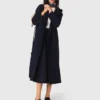 Trench coat com capuz removível com strass