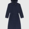 Trench coat com capuz removível com strass