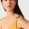 Vestido assimétrico em mistura de linho
